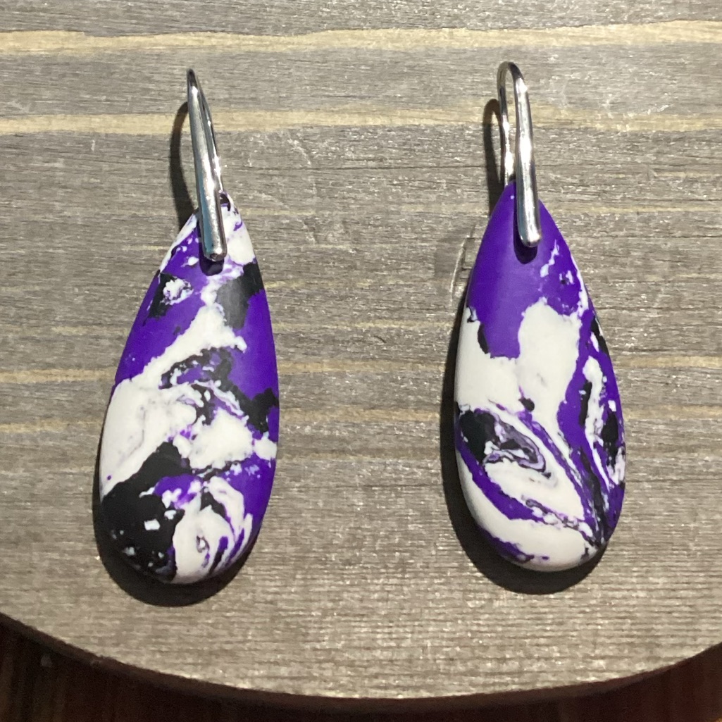 Purple Imperial Natural Jasper Stone Drop Earrings With Silver French Hook